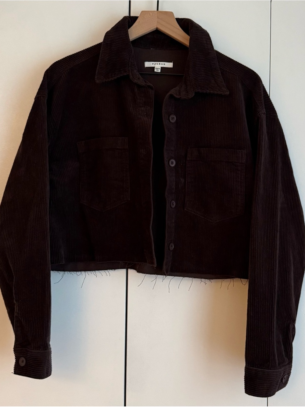 PacSun Women's Dark Brown Corduroy Crop Jacket
